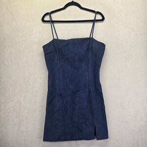 Vintage Y2K Rampage Blue Faux Suede Mini Dress Size 13 Clubwear Party Going Out